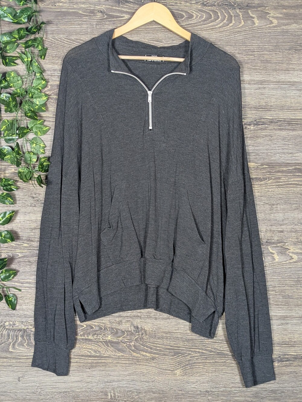LNA Clothing Charcoal Gray Half Zip Hoodie XL
